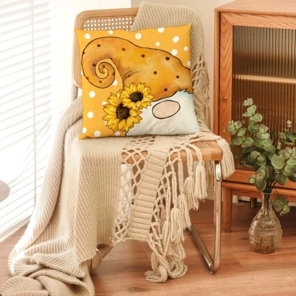 NEW! Gnome Print Cushion Cover
